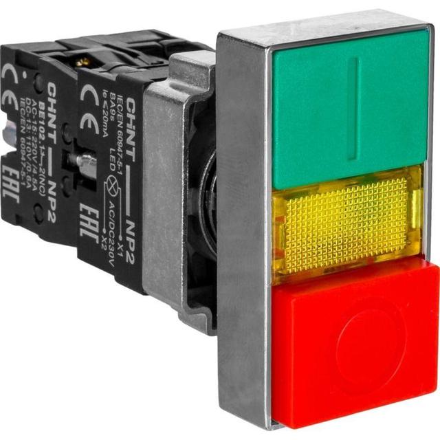 Кнопка двойная NP2-EW8465 1НО+1НЗ AC/DC 220/230В(LED) IP40 CHINT 574745