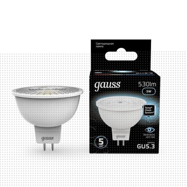 Лампа светодиодная Black 5Вт MR16 софит 4100К нейтр. бел. GU5.3 530лм GAUSS 101505205