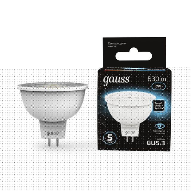 Лампа светодиодная Black 7Вт MR16 софит 4100К нейтр. бел. GU5.3 630лм GAUSS 101505207