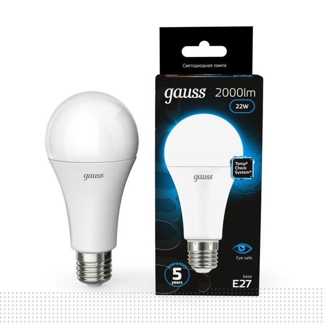 Лампа светодиодная Black 22Вт A70 грушевидная 6500К холод. бел. E27 2000лм GAUSS 102502322