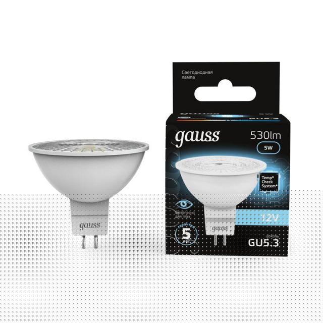 Лампа светодиодная Black 5Вт MR16 софит 4100К нейтр. бел. GU5.3 530лм DC 12В GAUSS 201505205