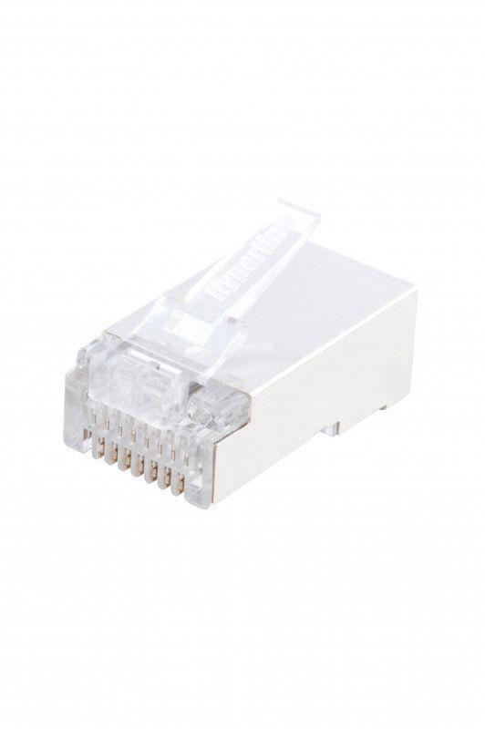 Разъем RJ45 (8P8C) под витую пару кат.5E экранир. PLUG-8P8C-U-C5-SH-100 универс. (для ож и мж кабеля) (уп.100шт) Hyperline 49375