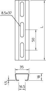 Профиль перфорированный 35х18 L500 1.5мм 2068 L 500 FT гор. оцинк. OBO 1119687