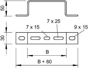 Скоба для крепления лотка к полу/к стене осн.200 гор. оцинк. DBL 50 200 FT OBO 6015581