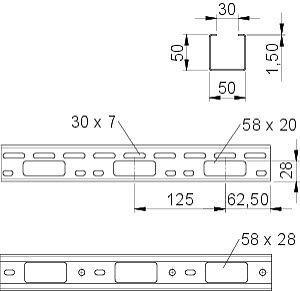 Мини-канал 50х50 L3000 сталь 1.5мм AZK 050 FT OBO 6075142