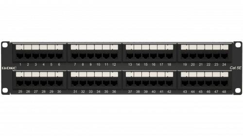 Патч-панель 19дюйм 2UCAT5E 48 портов RJ45 неэкранированная DKC RN5PPU242