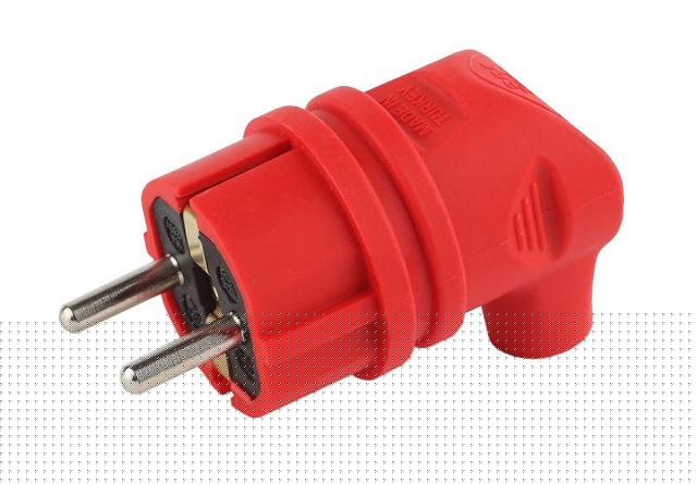Вилка 90град. V9-RED-IP44 16А IP44 с заземл. каучук красн. Эра Б0044549