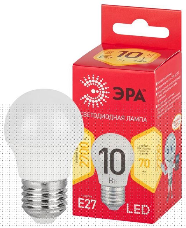 Лампа светодиодная RED LINE LED P45-10W-827-E27 R 10Вт P45 шар 2700К тепл. бел. E27 Эра Б0050698