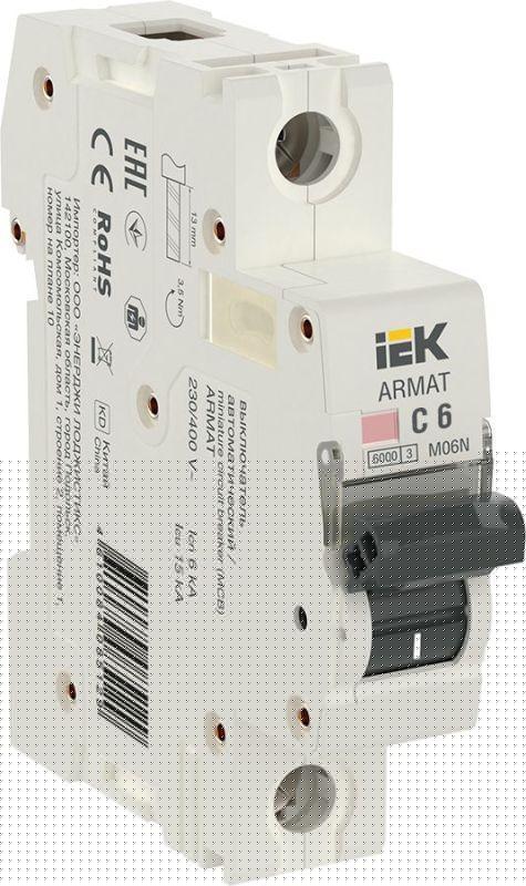 Выключатель автоматический модульный 1п C 6А M06N ARMAT IEK AR-M06N-1-C006