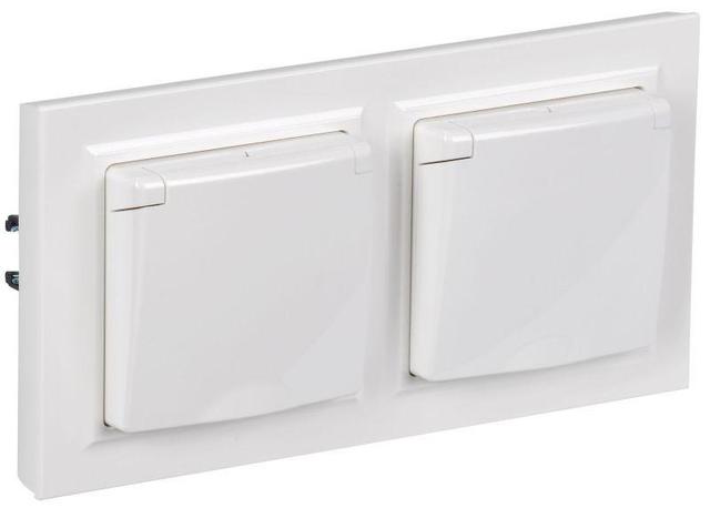 Розетка с крышкой Brite 16А IP44 РСбш10-3-44-БрБ бел. в сб 2шт IEK BR-R16-16-44-2-K01-F-PRO