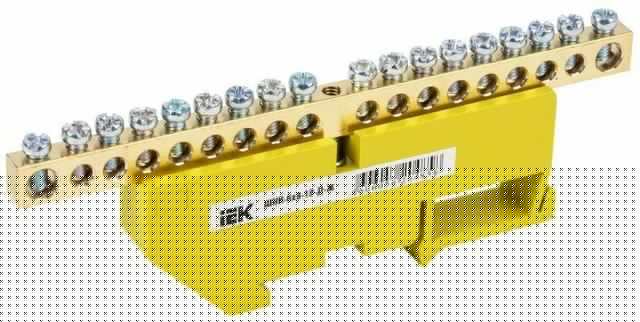 Шина PE "земля" на DIN-изоляторе ШНИ-6х9-18-Д-Ж IEK YNN10-69-18D-K05