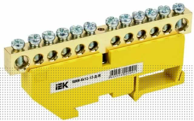 Шина PE "земля" на DIN-изол. ШНИ-8х12-12-Д-Ж IEK YNN10-812-12D-K05