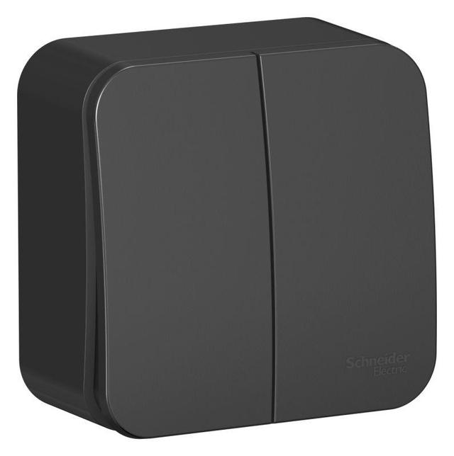 Выключатель 2-кл. ОП Blanca 10А IP20 (сх. 5) 250В с изолир. пластиной антрацит SE BLNVA105016