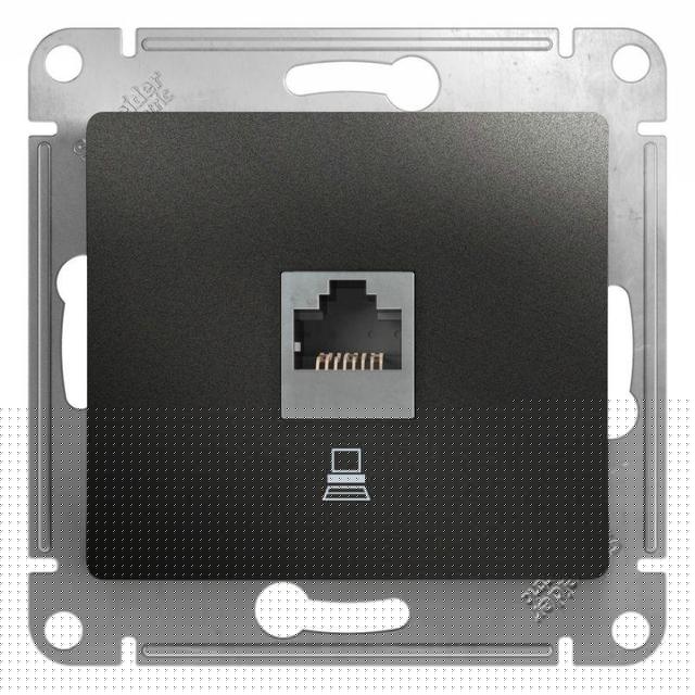 Розетка компьютерная 1-м Glossa RJ45 кат.5E механизм антрацит SE GSL000781K