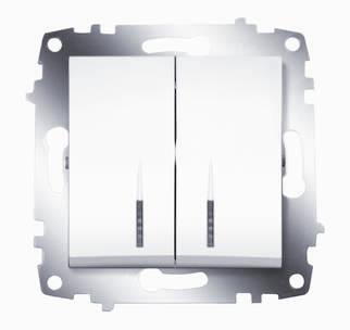 Выключатель 2-кл. 1мод. СП Cosmo 10А IP20 с подсветкой механизм бел. ABB 619-010200-203