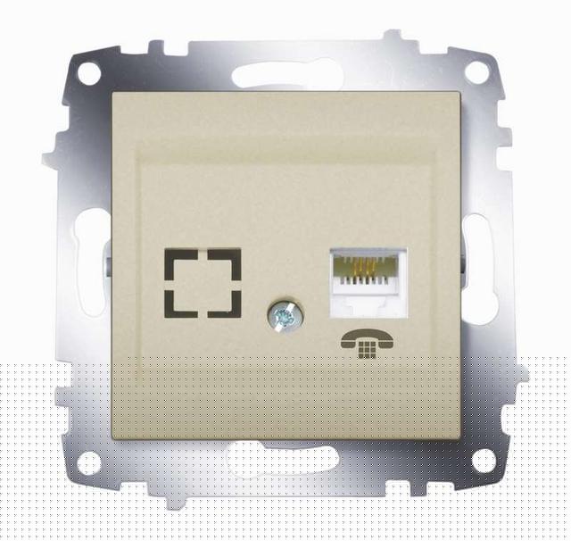 Розетка телефонная 2-м Cosmo RJ11 + гнездо механизм титаниум ABB 619-011400-221