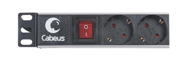 Блок розеток 8-м PDU-8P-2EU 16А евростандарт для 19дюйм шкафов горизонт. с выкл. шнур 2м немецк. стандарт алюм. Cabeus 7297c