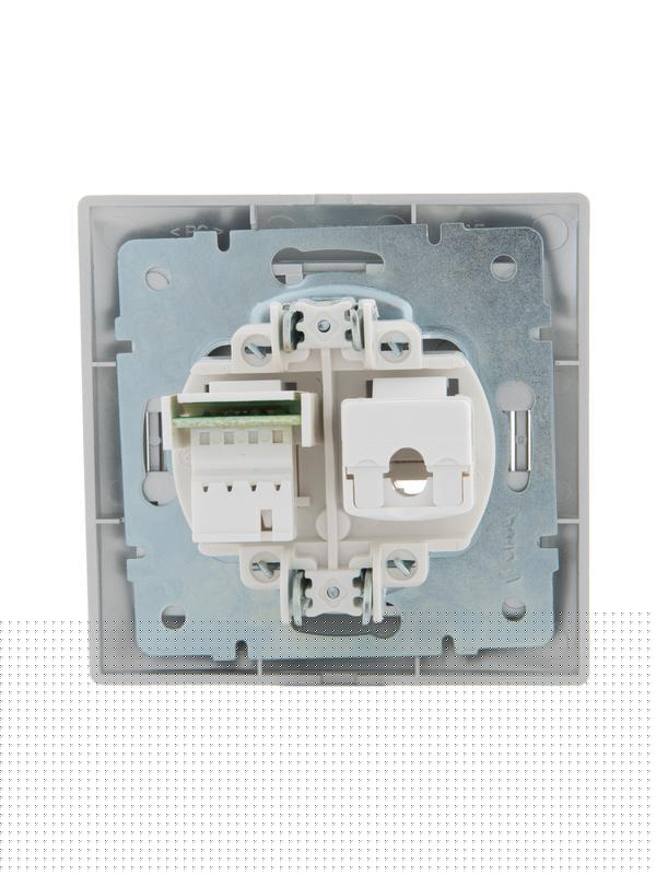 Розетка компьютерная + телефонная 2-м СП Mira RJ45 + RJ11 сер. метал. LEZARD 701-1010-143