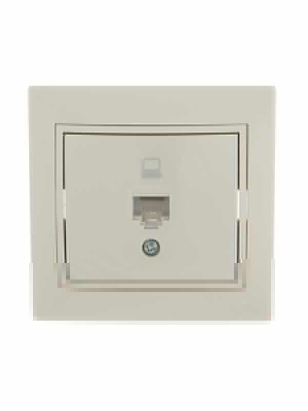 Розетка компьютерная 1-м СП Mira RJ45 крем./крем.. LEZARD 701-0303-139