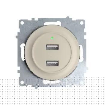 Розетка USB 2-м СП Florence 16А IP20 с подсветкой механизм беж. (1E10351301) OneKeyElectro 2260090