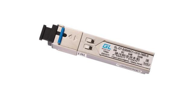 Модуль SFP WDM 1.25Гбит/с одно волокно SM SC Tx:1310/Rx:1550 нм DDM 8 дБ (до 3км) GIGALINK GL-OT-SG08SC1-1310-1550-D