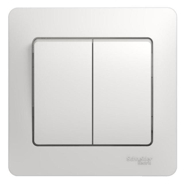 Выключатель 2-кл. СП Glossa 10А IP20 (сх. 5) 10AX в сборе бел. SE GSL000152