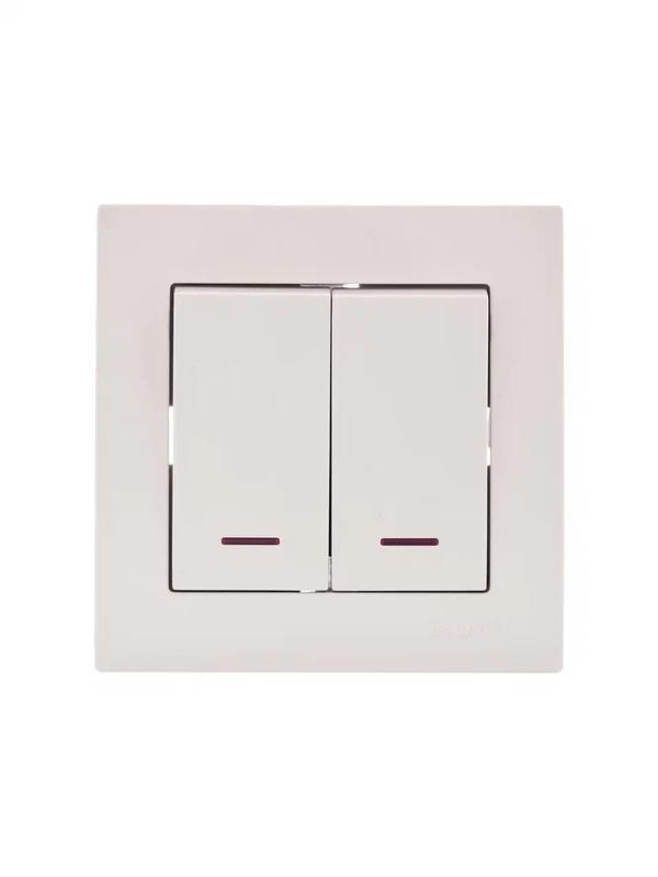 Выключатель 2-кл. СП Vesna с индикацией механизм крем. LEZARD 742-0388-112