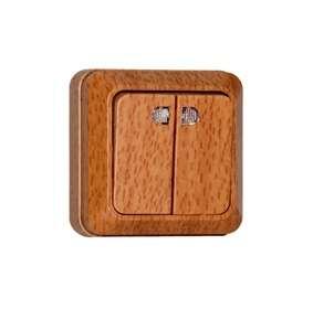 Выключатель 2-кл. ОП Олимп 10А IP20 с подсветкой (еврослот) бук UNIVersal 7946734